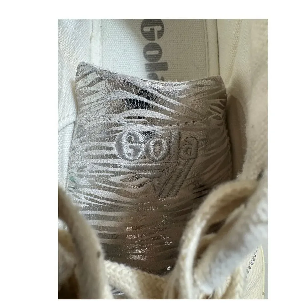 Gola sneakers Orchid II Zebra creamy white & silver leather animal print  Sz 9